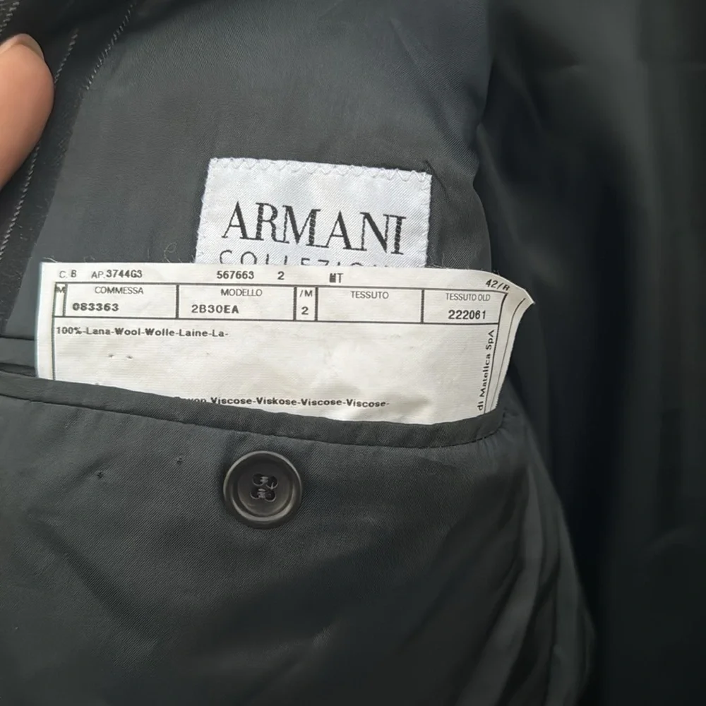 Armani Collezioni pin stripe suit jacket, size 42R